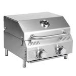 Bestfire Tabletop Gas Grill 2 Burners, 20,000 BTUs Stainless Steel Portable Propane Grill with Legs for Outdoor Patio Backyard Camping, Tailgating, and RV Trips