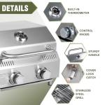 Bestfire Tabletop Gas Grill 2 Burners, 20,000 BTUs Stainless Steel Portable Propane Grill with Legs for Outdoor Patio Backyard Camping, Tailgating, and RV Trips