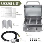 Bestfire Tabletop Gas Grill 2 Burners, 20,000 BTUs Stainless Steel Portable Propane Grill with Legs for Outdoor Patio Backyard Camping, Tailgating, and RV Trips