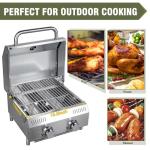Bestfire Tabletop Gas Grill 2 Burners, 20,000 BTUs Stainless Steel Portable Propane Grill with Legs for Outdoor Patio Backyard Camping, Tailgating, and RV Trips