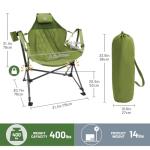 TIMBER RIDGE Hammock Camping Chair, Oversized Swinging Hammock Chair with Adjustable Back and Seat for Outdoor Lawn, Sports, Supports 400lbs, Green
