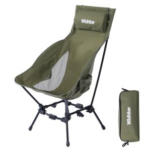 Wildhiker Portable High Back Folding Camping Chairs – Compact with Dual Sitting Modes, Pillow, Arm Pads and Side Pockets – Lightweight Chair for Motorcycle, RV, Festival, Travel – Green