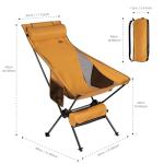 TOBTOS High Back Camping Chair, Lightweight Folding Chair with Head Support, Compact Chair with Carry Bag for Outdoor Camp, Hiking, Backpacking (Yellow)