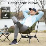 Wildhiker Portable High Back Folding Camping Chairs – Compact with Dual Sitting Modes, Pillow, Arm Pads and Side Pockets – Lightweight Chair for Motorcycle, RV, Festival, Travel – Green