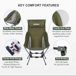 Wildhiker Portable High Back Folding Camping Chairs – Compact with Dual Sitting Modes, Pillow, Arm Pads and Side Pockets – Lightweight Chair for Motorcycle, RV, Festival, Travel – Green