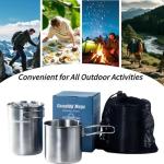 KOKKOYA 2 Piece Set Backpacking Camping Cups Mugs Camping Cooking Pot Cookware Set 304Foodgrade Outdoor Metal Stainless Steel Camp Cups for Boiling Water with Vented Lid Stackable for Hunting