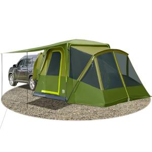 TIMBER RIDGE 5-9 Person SUV Tent with Screen Porch and Awning for Family Camping, Weather Resistant and Portable Van or Car Tent, Includes Rainfly and Storage Bag, 13' W X 10' L X 7.1' H, Green