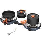 Cofiyard 20,000 BTUs Propane 2 Burner Camping Stove with Camping Cookware Overland Grey