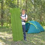 Bestway WanderLite 74 Inch by 23 Inch Regular Rectangular Nylon Fabric Outdoor Sleeping Air Pad with Repair Patch and Storage Bag, Green