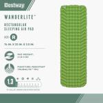 Bestway WanderLite 74 Inch by 23 Inch Regular Rectangular Nylon Fabric Outdoor Sleeping Air Pad with Repair Patch and Storage Bag, Green