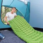 Bestway WanderLite 74 Inch by 23 Inch Regular Rectangular Nylon Fabric Outdoor Sleeping Air Pad with Repair Patch and Storage Bag, Green