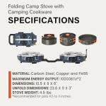Cofiyard 20,000 BTUs Propane 2 Burner Camping Stove with Camping Cookware Overland Grey