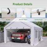 YOPTO 13x20 FT Canopy with 2 Roll-Up Doors,Waterproof Party Tent w/Steel Frame & Ventilation Windows,Carport & Storage Shelter for Vehicle,Car,White