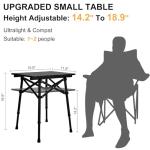 Audoyon Folding Camping Table - Small Outdoor Table with Storage Bag - Adjustable Height 14.2'' & 18.9'', Portable Lightweight Aluminum Foldable Side Table for Picnic, BBQ, Beach & Tailgating