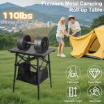 Audoyon Folding Camping Table - Small Outdoor Table with Storage Bag - Adjustable Height 14.2'' & 18.9'', Portable Lightweight Aluminum Foldable Side Table for Picnic, BBQ, Beach & Tailgating