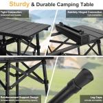 Audoyon Folding Camping Table - Small Outdoor Table with Storage Bag - Adjustable Height 14.2'' & 18.9'', Portable Lightweight Aluminum Foldable Side Table for Picnic, BBQ, Beach & Tailgating