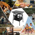 Audoyon Folding Camping Table - Small Outdoor Table with Storage Bag - Adjustable Height 14.2'' & 18.9'', Portable Lightweight Aluminum Foldable Side Table for Picnic, BBQ, Beach & Tailgating