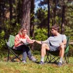 PORTAL 32In Extra Wide Camping Chair for Adults, Oversized Folding Chair with Cup Holder & Carry Bag, Heavy-Duty Outdoor Chair Supports 350 lbs, Portable for Camping, Lawn, Patio – Green (2-Pack)