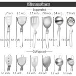 6Pcs Camping Cooking Utensil Set，Camp Kitchen Utensil Set，Stainless Steel Portable Folding Outdoor Cooking Utensil for RV Car,Tent Campers,Outdoor Picnics BBQ