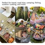 6Pcs Camping Cooking Utensil Set，Camp Kitchen Utensil Set，Stainless Steel Portable Folding Outdoor Cooking Utensil for RV Car,Tent Campers,Outdoor Picnics BBQ