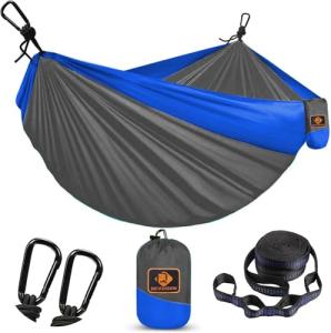 Camping Hammock for Outside,Double Hammock with Tree Straps(18+1Loops) 210T Nylon Parachute Lightweight Portable Hammock for Outdoor Travel,Hiking,Backpacking,Hunting,Outdoor,Beach,Camping Gear