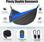 Camping Hammock for Outside,Double Hammock with Tree Straps(18+1Loops) 210T Nylon Parachute Lightweight Portable Hammock for Outdoor Travel,Hiking,Backpacking,Hunting,Outdoor,Beach,Camping Gear