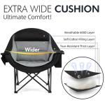 Oversized Camping Chairs for Adults - Heavy Duty Padded Outdoor Folding Lawn XL Camp Chair with Cup Holder Cooler Pockets for Outside Sports Beach Fishing Garden Portable Supports 500lbs, Black