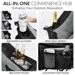 Oversized Camping Chairs for Adults - Heavy Duty Padded Outdoor Folding Lawn XL Camp Chair with Cup Holder Cooler Pockets for Outside Sports Beach Fishing Garden Portable Supports 500lbs, Black