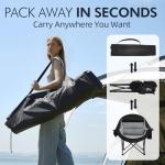 Oversized Camping Chairs for Adults - Heavy Duty Padded Outdoor Folding Lawn XL Camp Chair with Cup Holder Cooler Pockets for Outside Sports Beach Fishing Garden Portable Supports 500lbs, Black