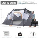 HIKERGARDEN 10 Person Camping Tent - Portable Large Family Tent for Camp, Windproof Fabric Dome Tent Outdoor for Hiking, Backpacking, Traveling - 14'x11'x74in(H) (Gray)