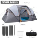 HIKERGARDEN 10 Person Camping Tent - Portable Large Family Tent for Camp, Windproof Fabric Dome Tent Outdoor for Hiking, Backpacking, Traveling - 14'x11'x74in(H) (Gray)
