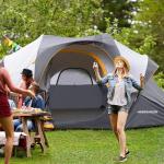 HIKERGARDEN 10 Person Camping Tent - Portable Large Family Tent for Camp, Windproof Fabric Dome Tent Outdoor for Hiking, Backpacking, Traveling - 14'x11'x74in(H) (Gray)