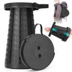 Qiguet Collapsible Stool, Folding Chair - Upgraded Portable Chair with Load Capacity 400lbs, Portable Stool for Camping Fishing Hiking - Folding Tool with Carrying Straps,Gifts for Fisherman (Black)