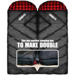 ShinHye 0 Degree Sleeping Bag for Adults - Cotton Flannel 4 Season Cold Weather Winter, XXL Big and Tall Camping Sleeping Bag with Compression Sack (Black1, 90"×35" Right Zip)