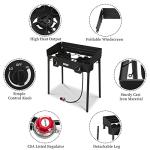 ROVSUN 2 Burner Outdoor Propane Gas Stove with Windpanel, Carrying Bag & Regulator, 150,000 BTU Stand Cooker for Backyard Cooking Camping Home Brewing Canning Turkey Frying