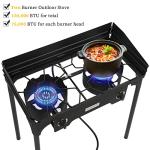 ROVSUN 2 Burner Outdoor Propane Gas Stove with Windpanel, Carrying Bag & Regulator, 150,000 BTU Stand Cooker for Backyard Cooking Camping Home Brewing Canning Turkey Frying