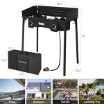 ROVSUN 2 Burner Outdoor Propane Gas Stove with Windpanel, Carrying Bag & Regulator, 150,000 BTU Stand Cooker for Backyard Cooking Camping Home Brewing Canning Turkey Frying