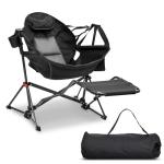 GDY Camping Chairs, Oversized Hammock, Folding Rocking Chairs, Adjustable Back Swing Chairs, Cup Holder, Outdoor Beach Lawn, Black