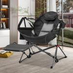 GDY Camping Chairs, Oversized Hammock, Folding Rocking Chairs, Adjustable Back Swing Chairs, Cup Holder, Outdoor Beach Lawn, Black