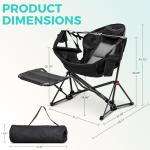 GDY Camping Chairs, Oversized Hammock, Folding Rocking Chairs, Adjustable Back Swing Chairs, Cup Holder, Outdoor Beach Lawn, Black