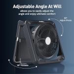 Solar Fan with LED Lantern -10W Detachable Solar Panel Powered Fan, 90° Adjust, 20Hrs Cooling, 3 Speed & Timer, Rechargeable Battery Operated for Camping Outdoor Fishing Travel RV Hurricane