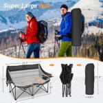 Suteck Heated Double Camping Chair, Camping Loveseat W/3 Heat Levels & 4 Heating Zones, Portable Heated Folding Chair for Outdoor Camping, Sports, Lawn, Support 660lbs, Battery NOT Included