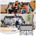 Suteck Heated Double Camping Chair, Camping Loveseat W/3 Heat Levels & 4 Heating Zones, Portable Heated Folding Chair for Outdoor Camping, Sports, Lawn, Support 660lbs, Battery NOT Included
