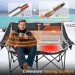 Suteck Heated Double Camping Chair, Camping Loveseat W/3 Heat Levels & 4 Heating Zones, Portable Heated Folding Chair for Outdoor Camping, Sports, Lawn, Support 660lbs, Battery NOT Included