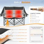 Suteck Heated Double Camping Chair, Camping Loveseat W/3 Heat Levels & 4 Heating Zones, Portable Heated Folding Chair for Outdoor Camping, Sports, Lawn, Support 660lbs, Battery NOT Included