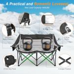 Suteck Heated Double Camping Chair, Camping Loveseat W/3 Heat Levels & 4 Heating Zones, Portable Heated Folding Chair for Outdoor Camping, Sports, Lawn, Support 660lbs, Battery NOT Included