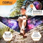 Foxelli Camping Hammock – Lightweight Portable Hammock from Durable Parachute Nylon with Tree Ropes & Carabiners for Indoor & Outdoor Use Hiking Camping Beach Backpack Travel