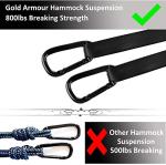 Gold Armour Camping Hammock - Portable Hammock Single Hammock Camping Accessories Gear for Outdoor Indoor Adult Kids, USA Based Brand (Black & Seafoam)