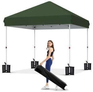PeacefulHues 10x10 Pop Up Canopy - Beach Tent with One Push Setup, 210D Oxford Fabric - Waterproof & UPF 50+, with Wheeled Carry Bag, Outdoor Sun Shade Gazebo for Events, Parties, Camping
