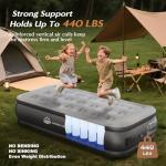 JUITOY Twin Air Mattress with Built in Pump Newly Upgraded one-Touch air Mattress with pillowNo Peculiar Smell for Camping,Home,Guests & Portable Travel,18"/440lbs Max Blow Up Bed Gray